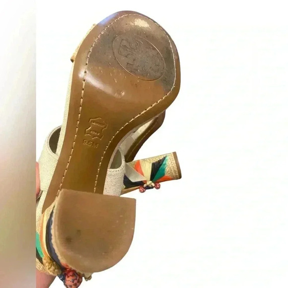 TORY BURCH Geraldine Raffia & Linen Lace-Up Sandals Size 9.5 - Picture 12 of 13